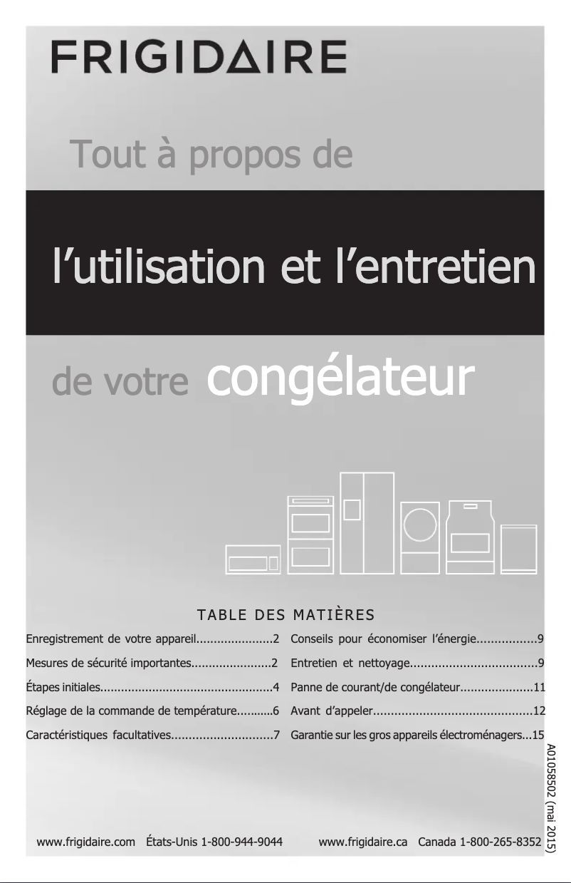 Page n°1 - Manuel utilisateur Frigidaire FFFC11M4QW