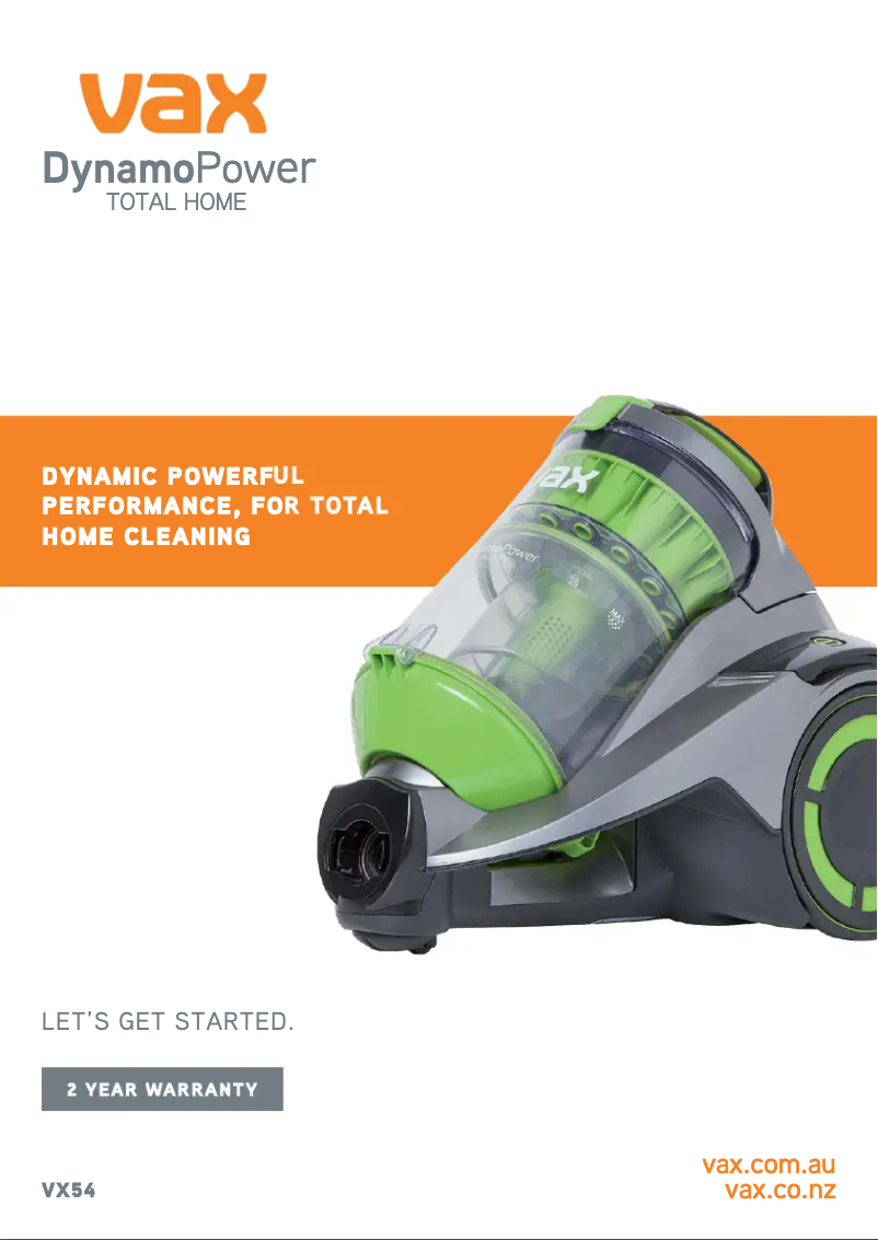 Page n°1 - Manuel utilisateur Vax DynamoPower VX54