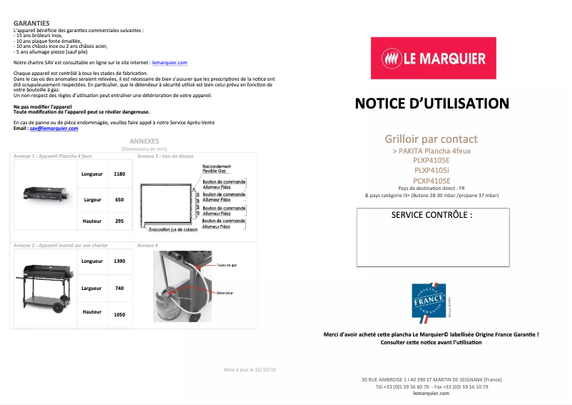 Page n°1 - Manuel utilisateur Le Marquier Pakita 4105