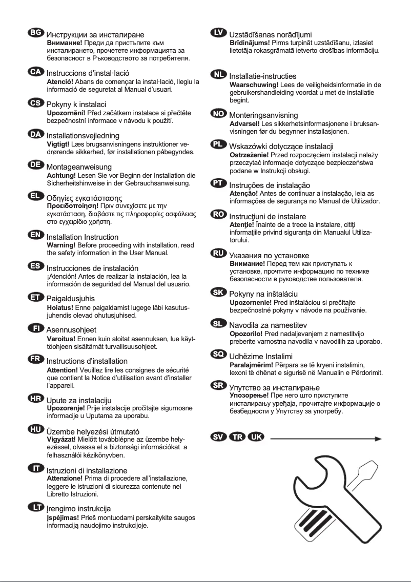 Page n°1 - Guide d'installation AEG OSC6N181ES