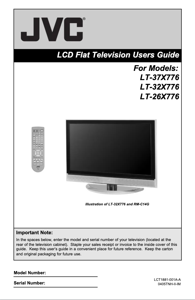 Page 1 de la notice Manuel utilisateur JVC LT-26X776