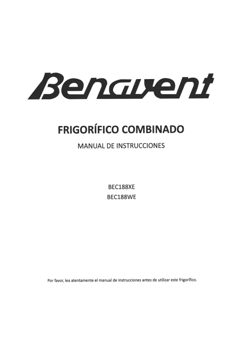 Página 1 del manual Manual de usuario Benavent BEC188WE