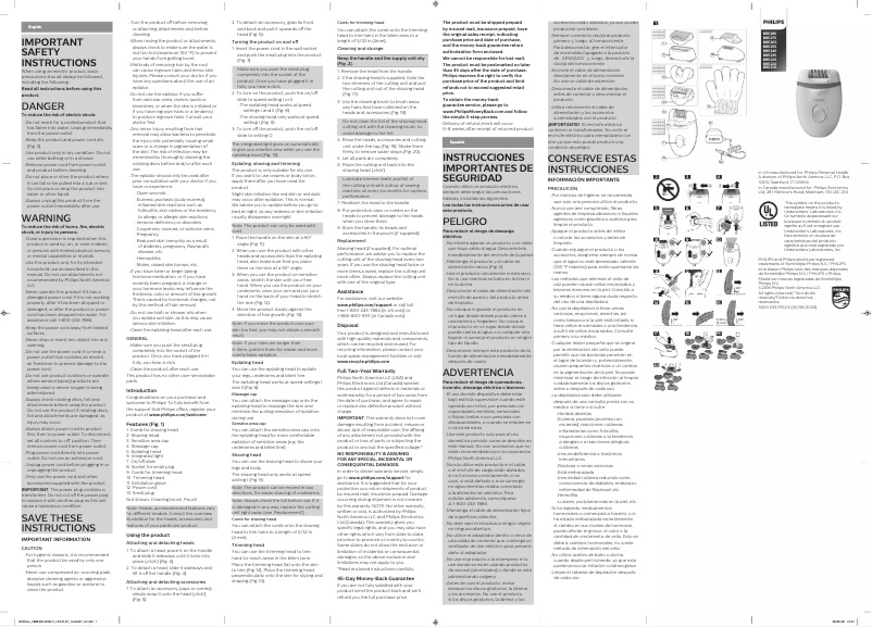 Page 1 de la notice Manuel utilisateur Philips Satinelle Essential BRE265