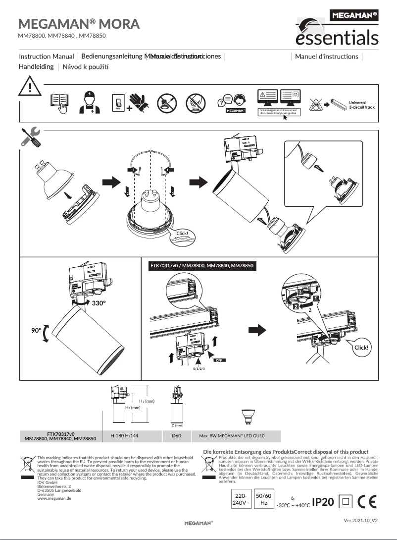 Page 1 de la notice Manuel utilisateur Megaman Mora MM78840