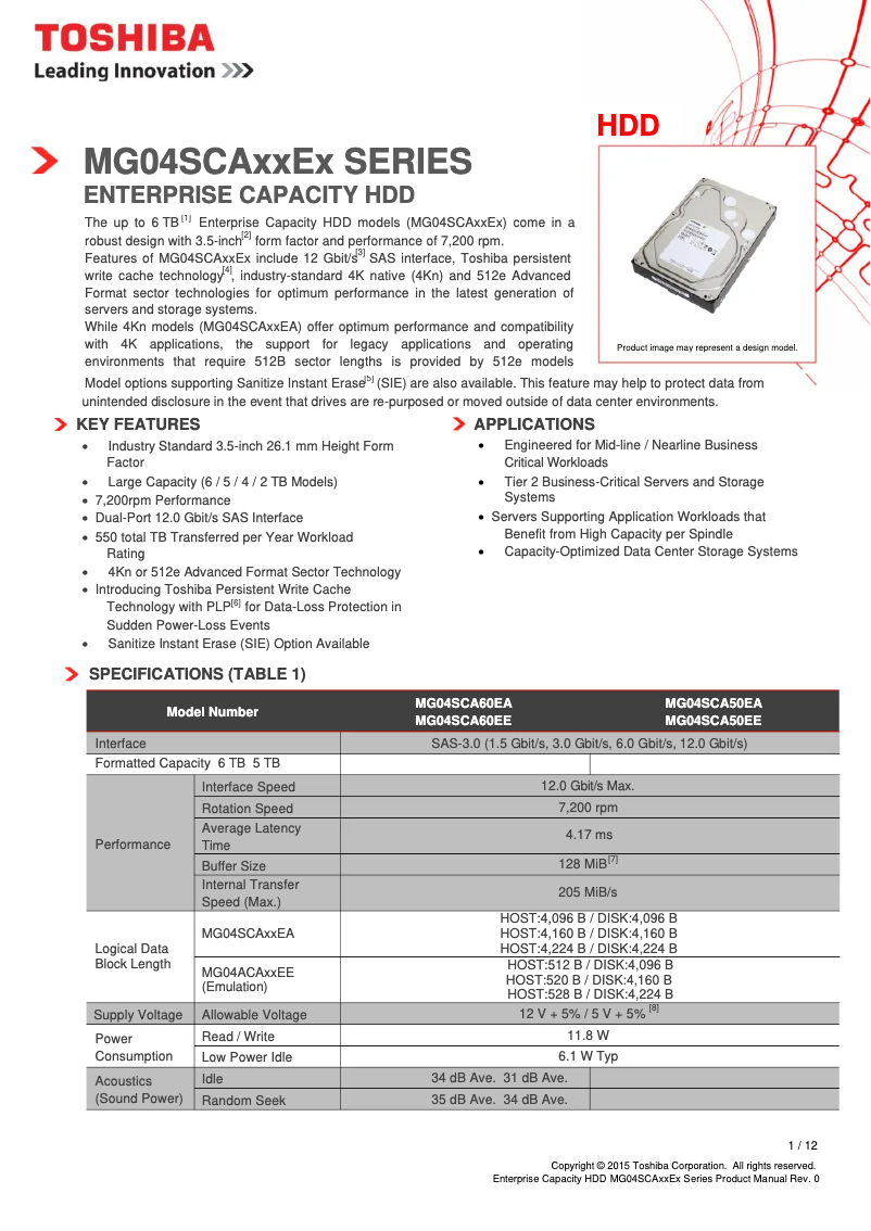 Página 1 del manual Manual de usuario Toshiba MG04SCA50EE