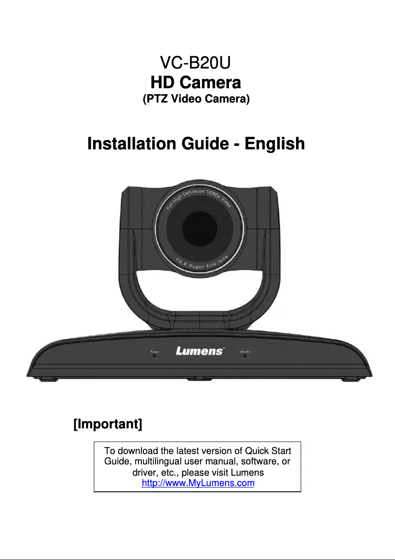 Page 1 de la notice Manuel utilisateur Lumens VC-B20U