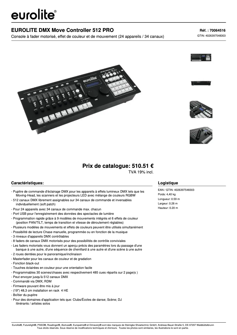 Image de la première page du manuel de l'appareil DMX Move Control 512 PRO