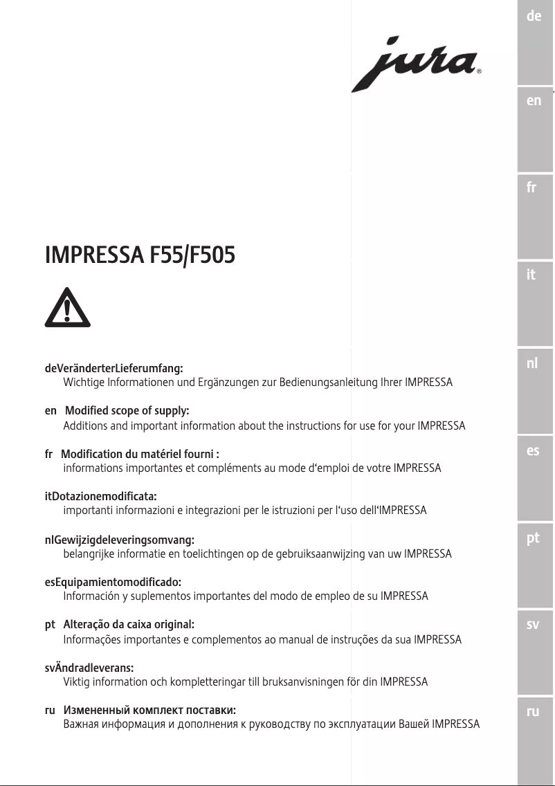 Image de la première page du manuel de l'appareil Impressa F55