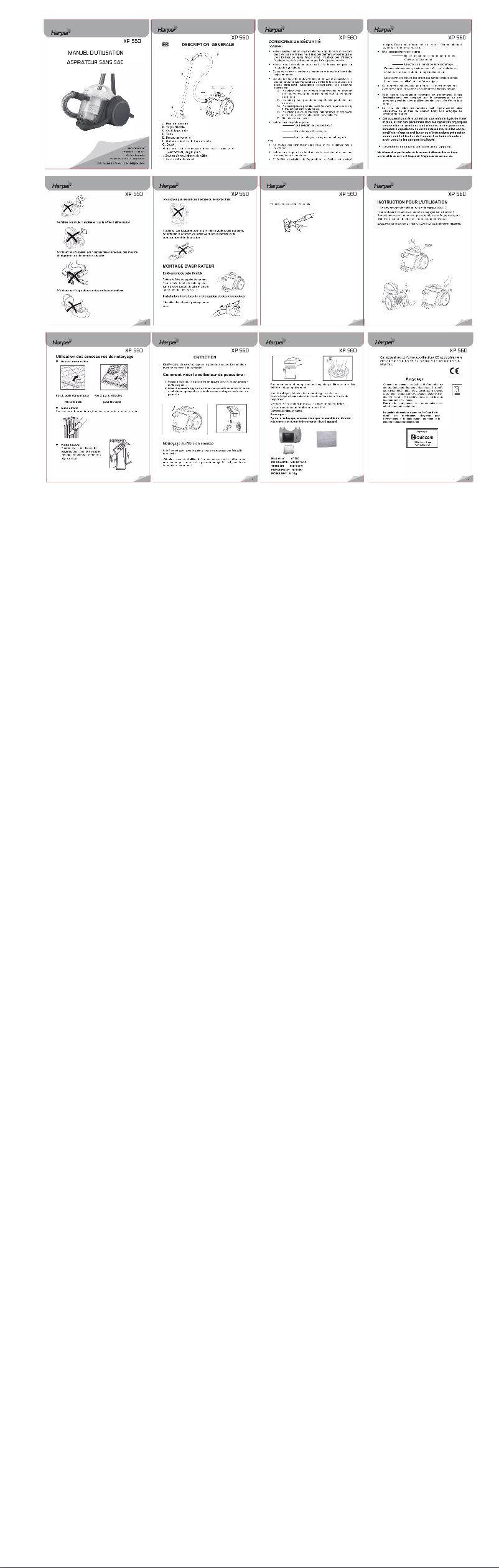 Page 1 de la notice Manuel utilisateur Harper XP560