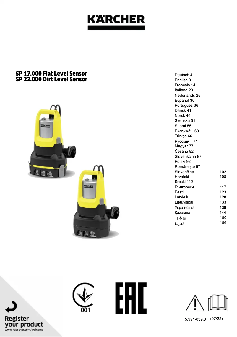 Imagen de la primera página del manual del dispositivo SP 17.000 Flat Level Sensor