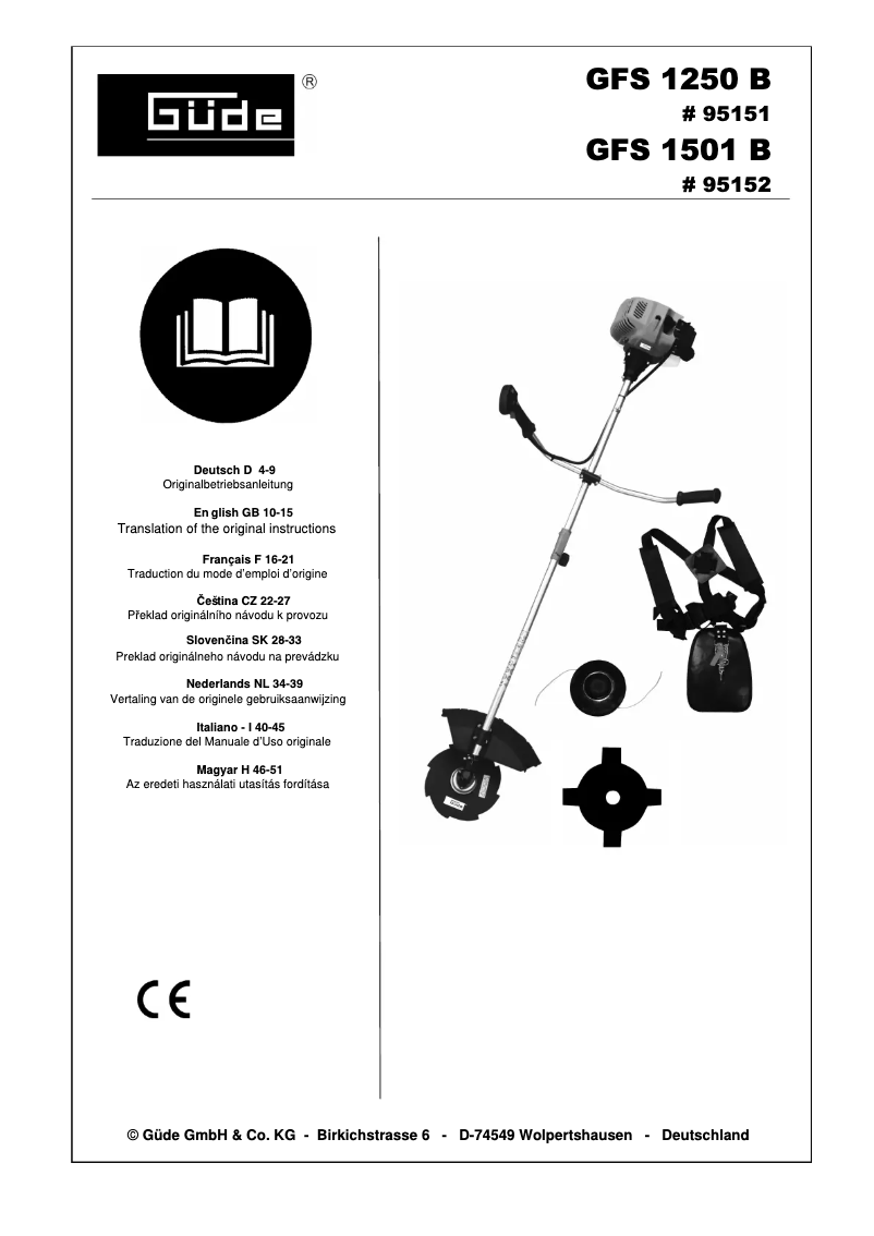 Page 1 de la notice Manuel utilisateur Güde GFS 1501 B