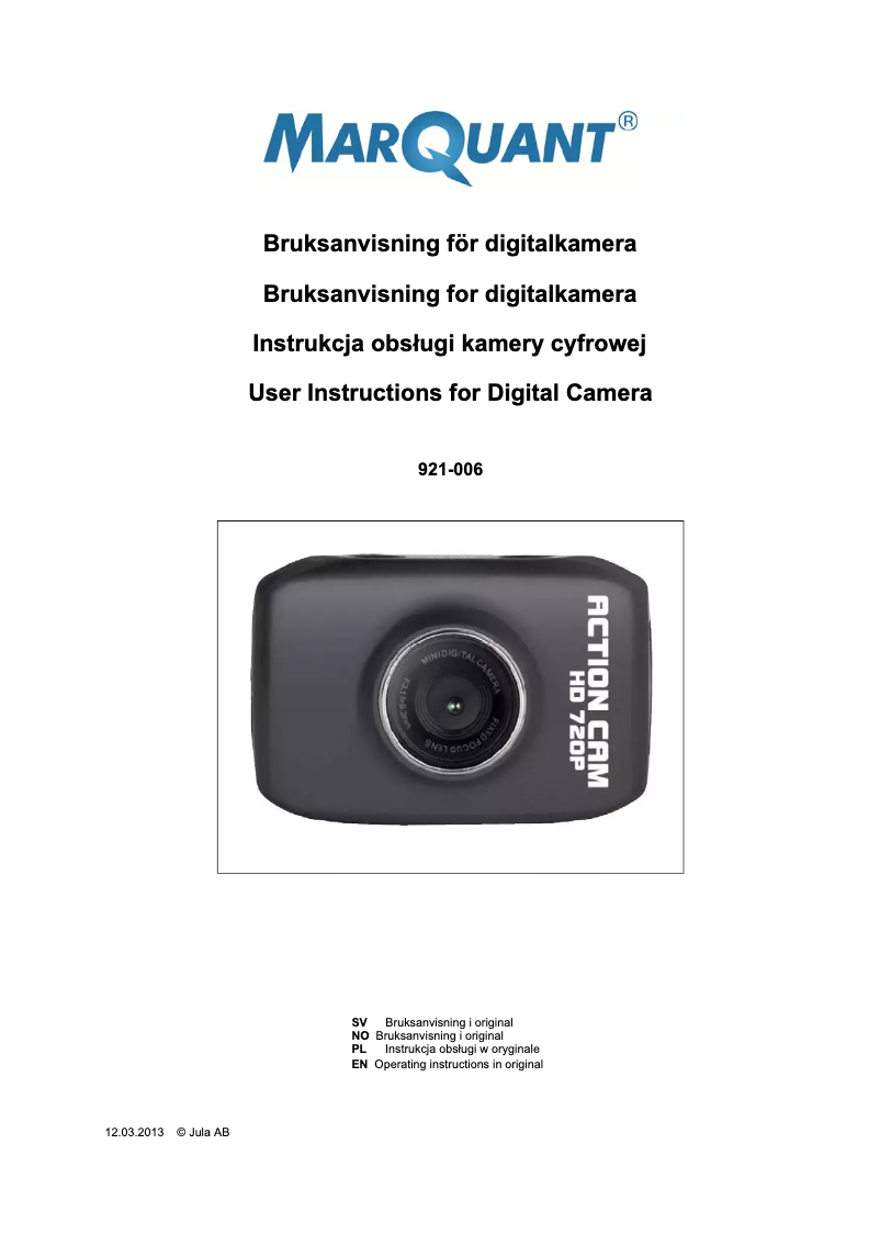 Image de la première page du manuel de l'appareil 921-006