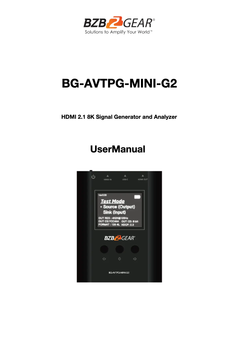 Image de la première page du manuel de l'appareil BG-AVTPG-MINI-G2