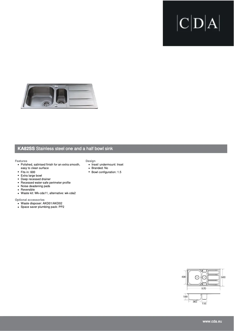 Page n°1 - Fiche technique CDA KA82SS