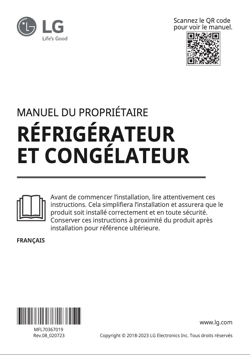 Image de la première page du manuel de l'appareil GR-F802HLHU