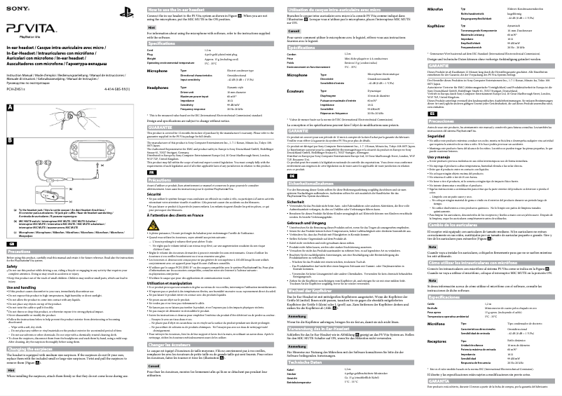Page 1 de la notice Manuel utilisateur Sony PlayStation Vita