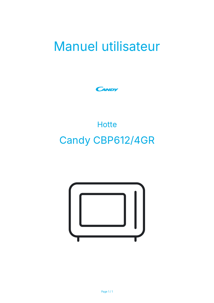 Page n°1 - Manuel utilisateur Candy CBP612/4GR