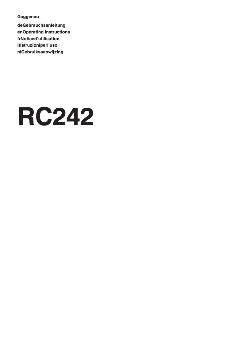 Page 1 of the manual User Manual Gaggenau RC242200