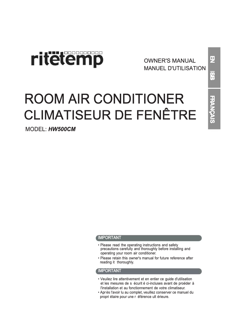 Image de la première page du manuel de l'appareil HW500CM