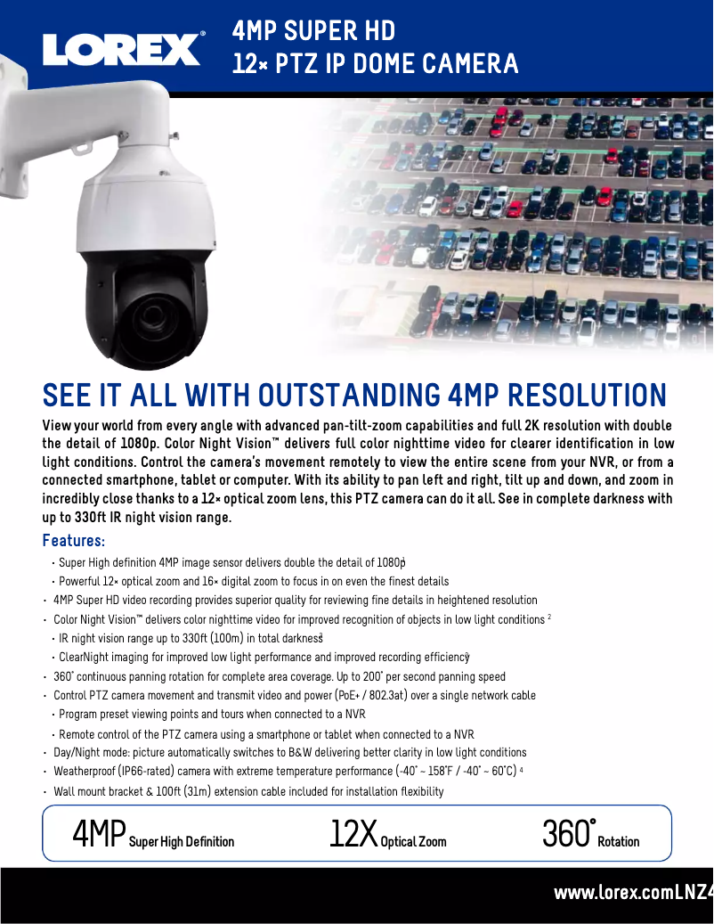 Page n°1 - Fiche technique Lorex LNZ44P12
