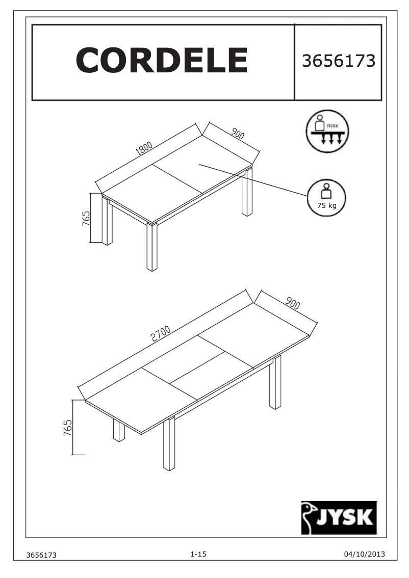 Página 1 del manual Manual de usuario JYSK Cordele (90x180)