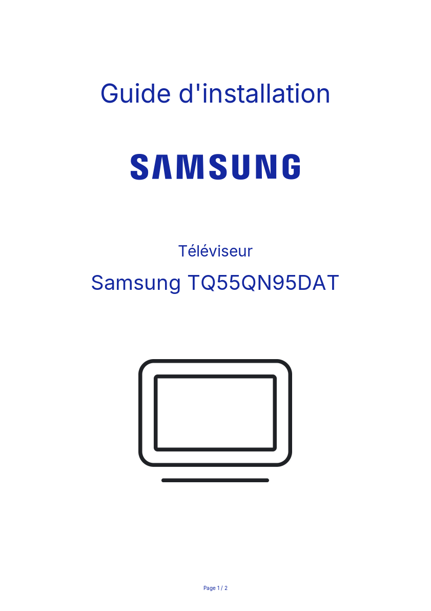 Page n°1 - Guide d'installation Samsung TQ55QN95DAT