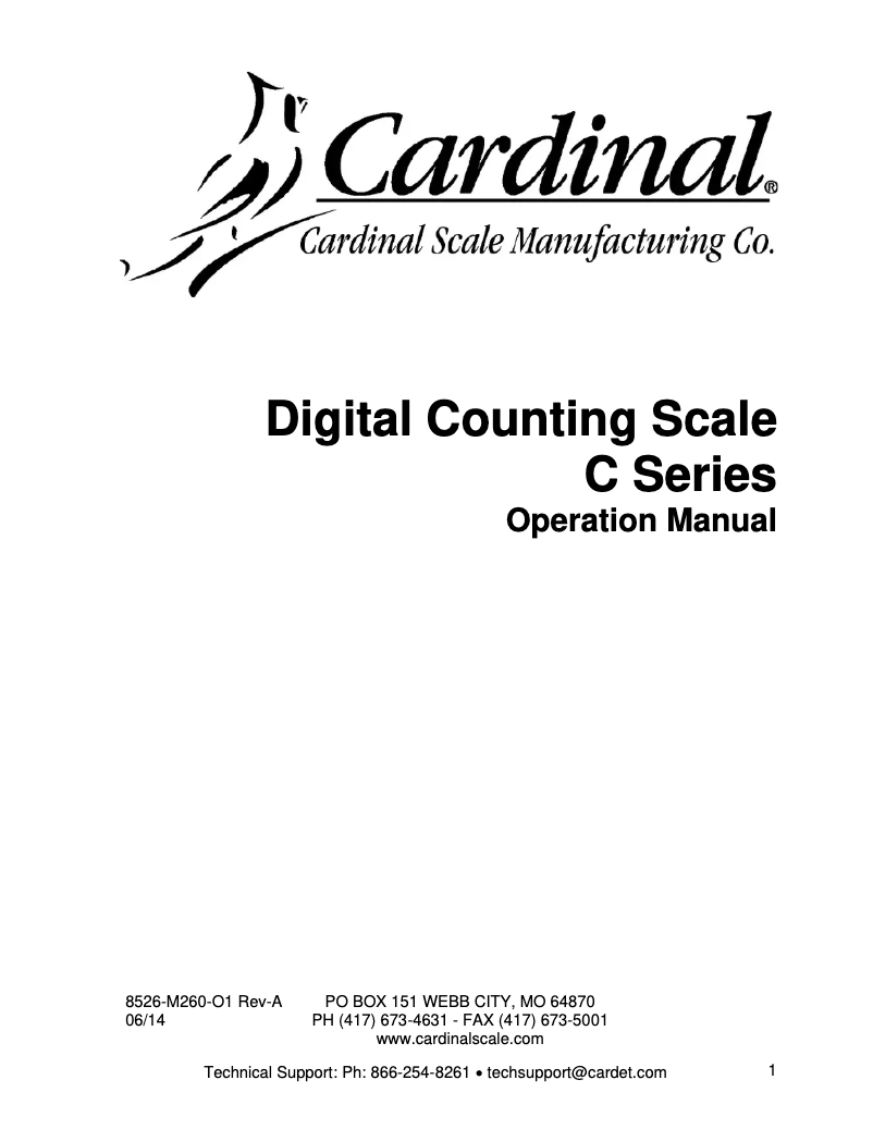 Page n°1 - Manuel utilisateur Cardinal Detecto C6