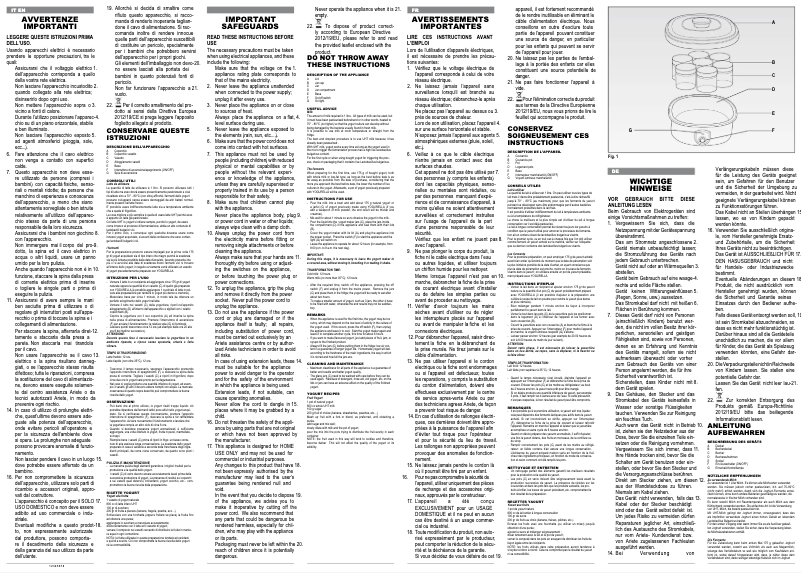 Page 1 de la notice Manuel utilisateur Ariete Yogurella 0617