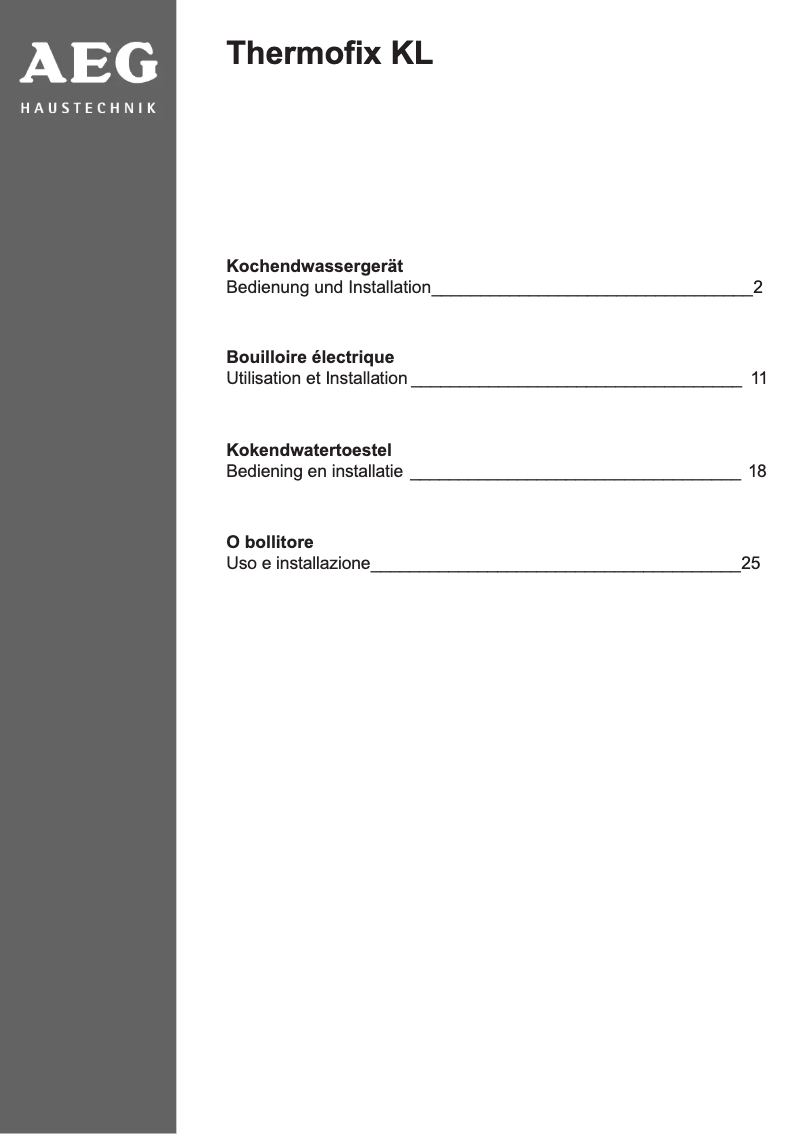 Image de la première page du manuel de l'appareil Thermofix KL