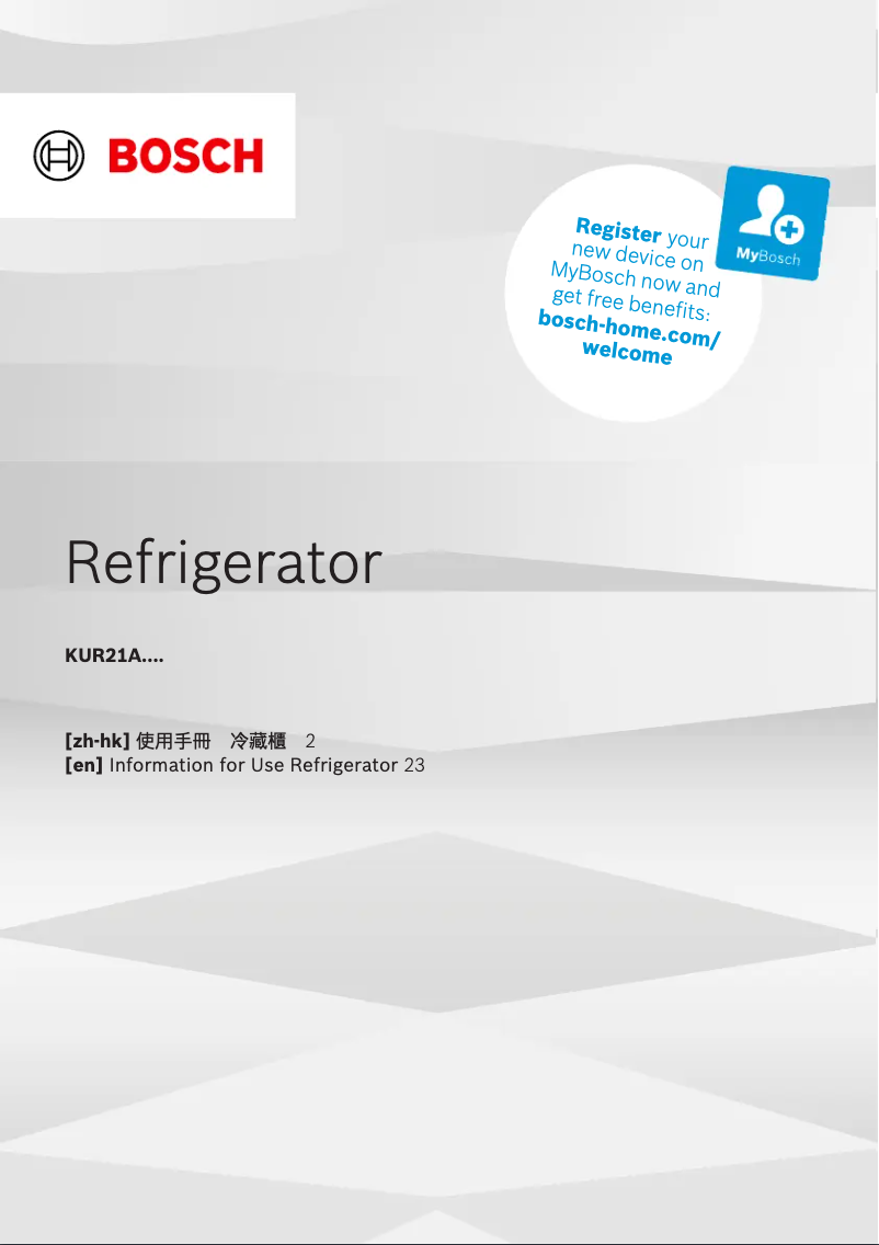 Page n°1 - Manuel utilisateur Bosch KUR21ADE0C