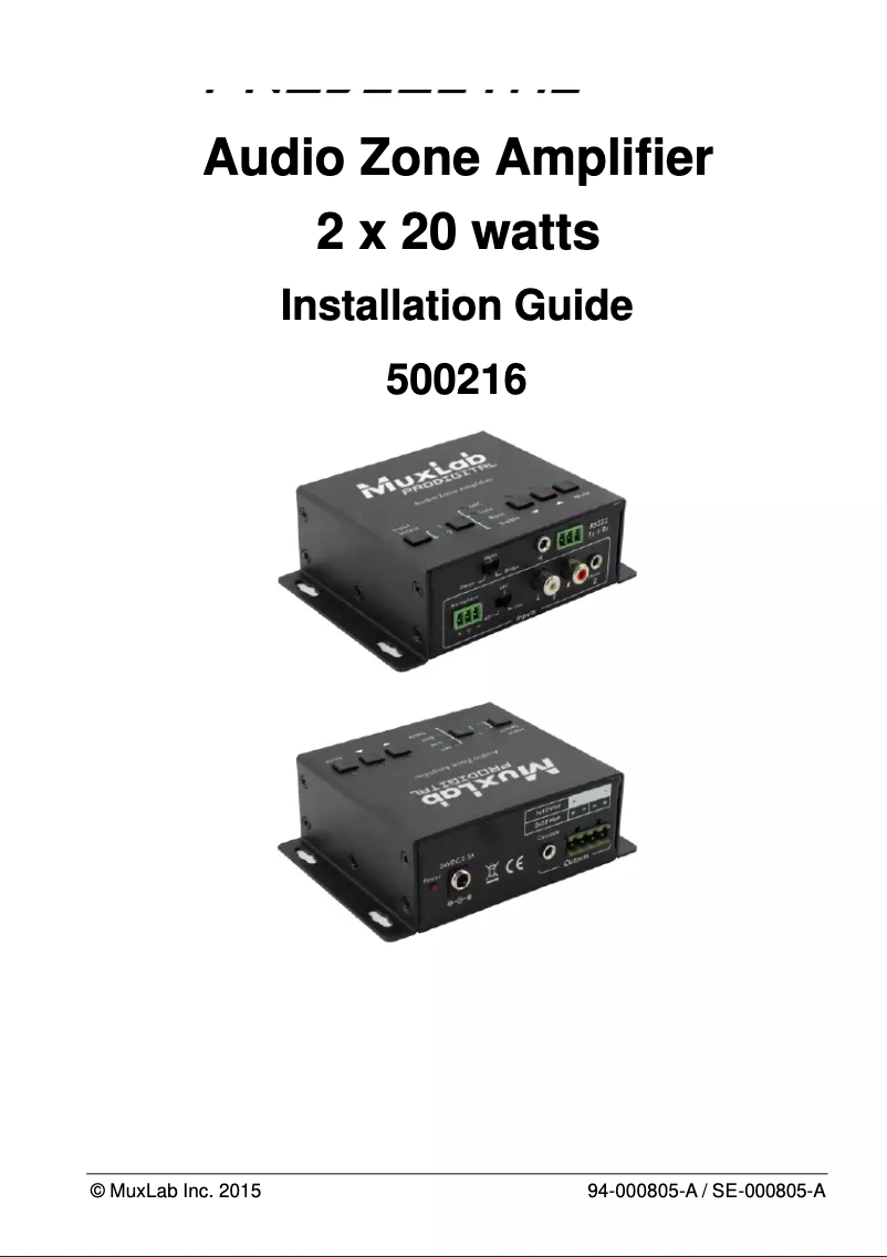 Image de la première page du manuel de l'appareil 500216