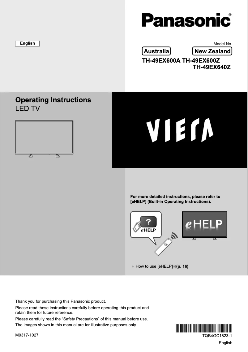 Page 1 de la notice Manuel utilisateur Panasonic TH-49EX600A