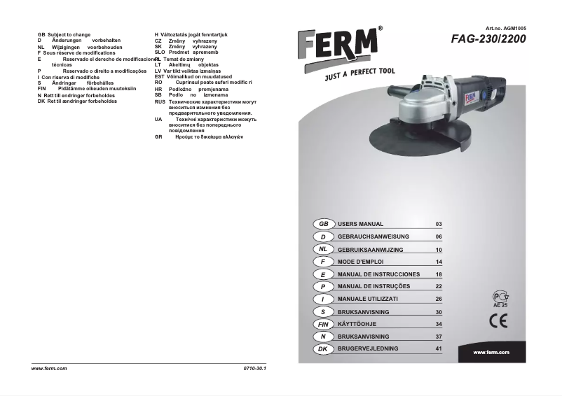 Imagen de la primera página del manual del dispositivo FAG-230/2200