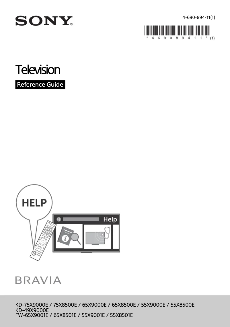 Page 1 de la notice Manuel utilisateur Sony KD-75X9000E