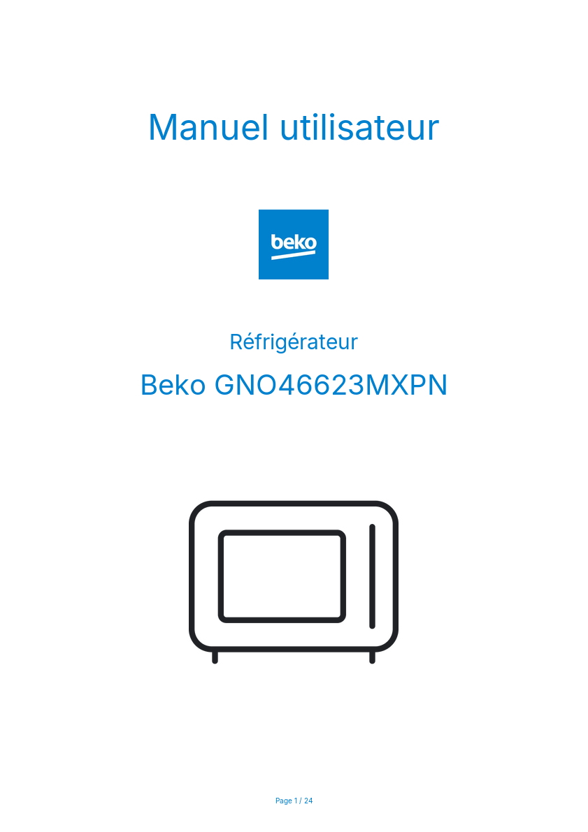 Page n°1 - Manuel utilisateur Beko GNO46623MXPN