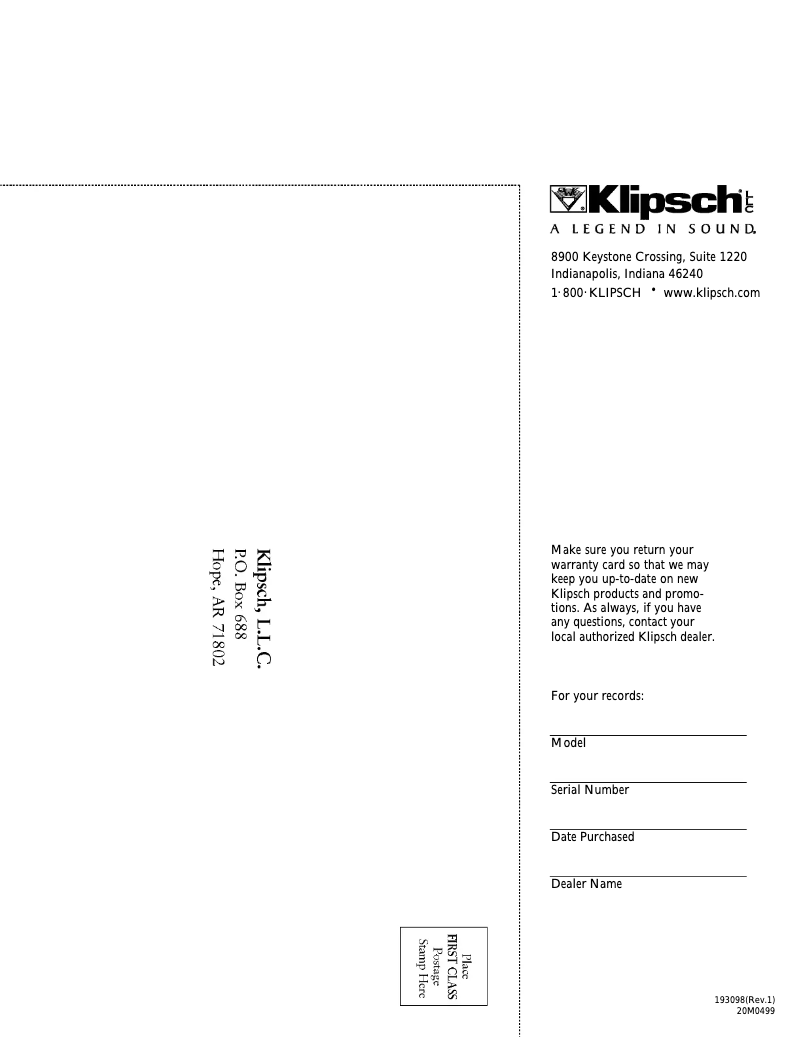 Página 1 del manual Manual de usuario Klipsch KSW