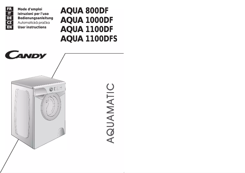Page n°1 - Manuel utilisateur Candy Aqua 800DF
