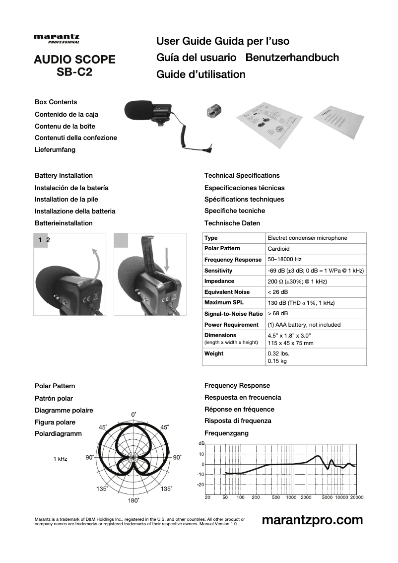 Page n°1 - Manuel utilisateur Marantz Audio Scope SB-C2