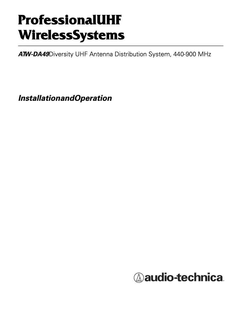 Page 1 of the manual User Manual Audio-Technica ATW-DA49