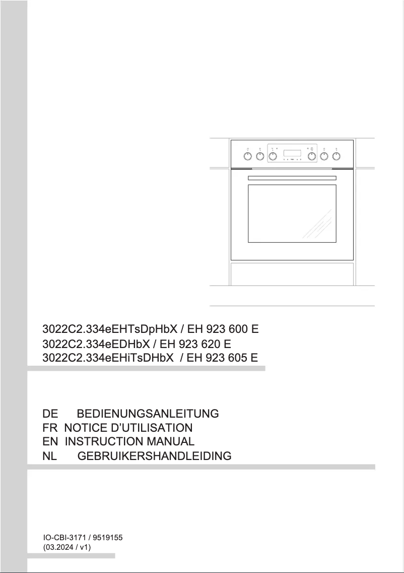 Page n°1 - Manuel utilisateur Amica EH 923 605 E