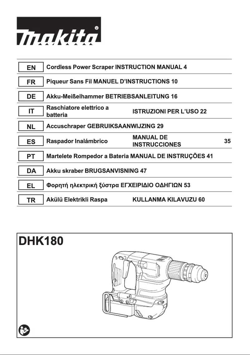 Page n°1 - Manuel utilisateur Makita DHK180Z