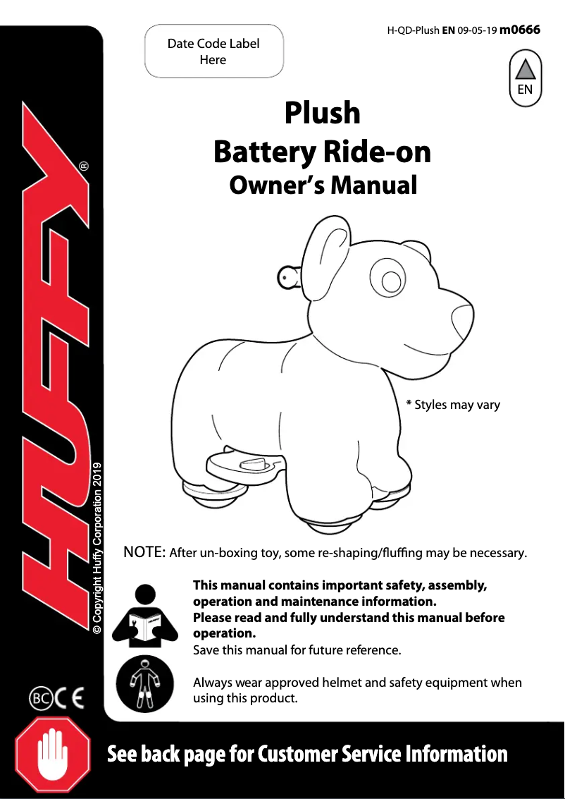 Page 1 de la notice Manuel utilisateur Huffy Plush