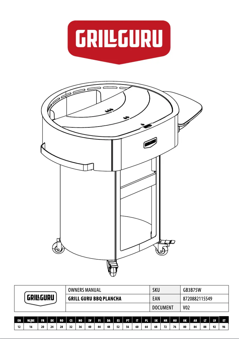 Page 1 de la notice Manuel utilisateur Grill Guru BBQ Plancha