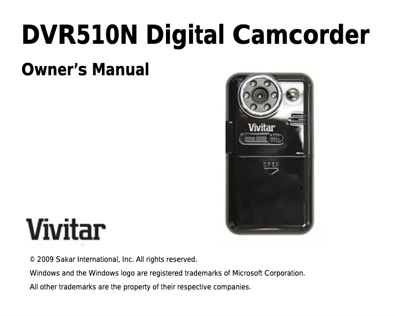 Page 1 de la notice Manuel utilisateur Vivitar DVR 510N