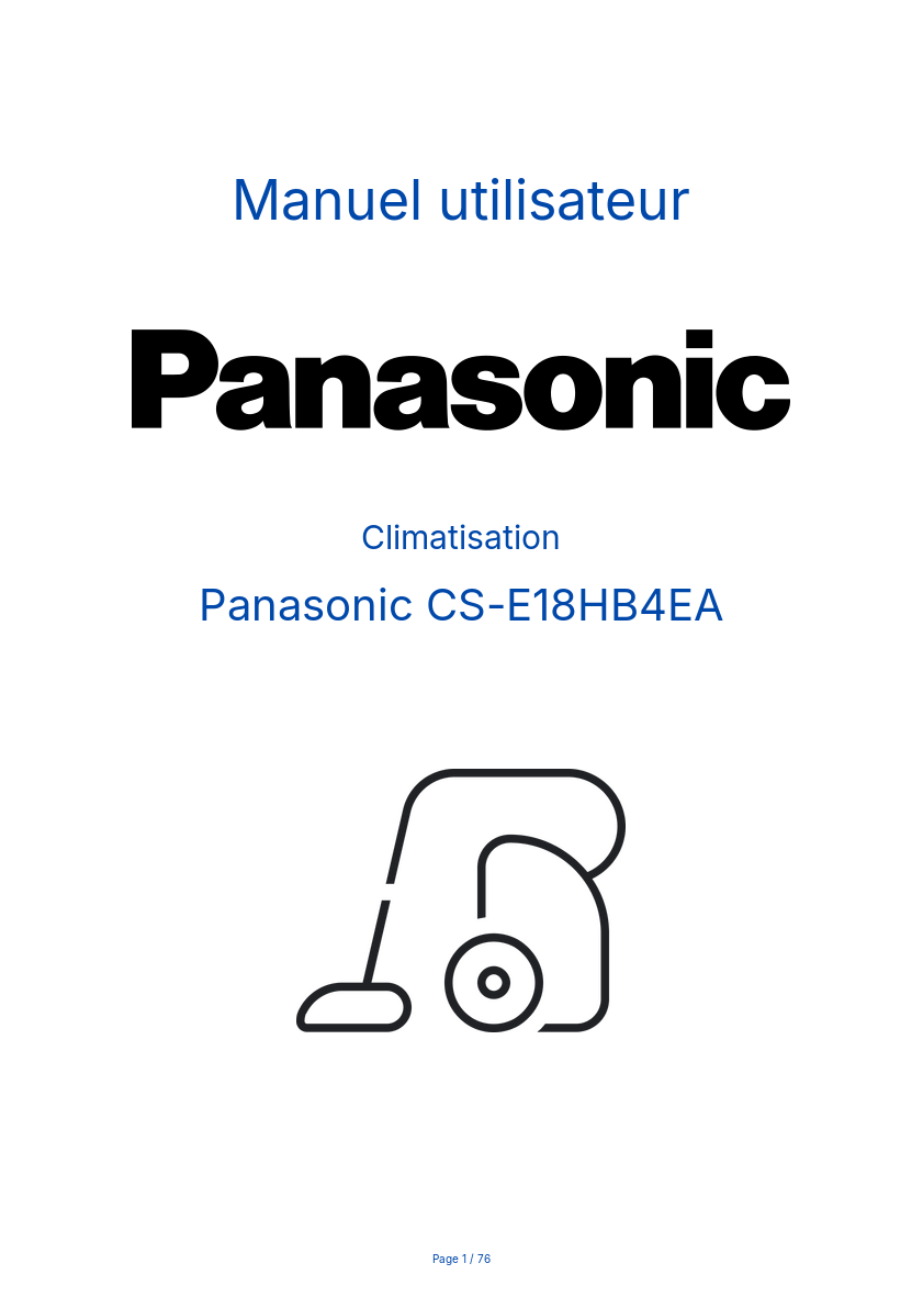 Page n°1 - Manuel utilisateur Panasonic CS-E18HB4EA