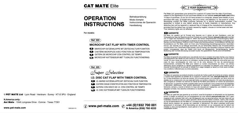 Page 1 de la notice Manuel utilisateur Cat Mate 305W Elite