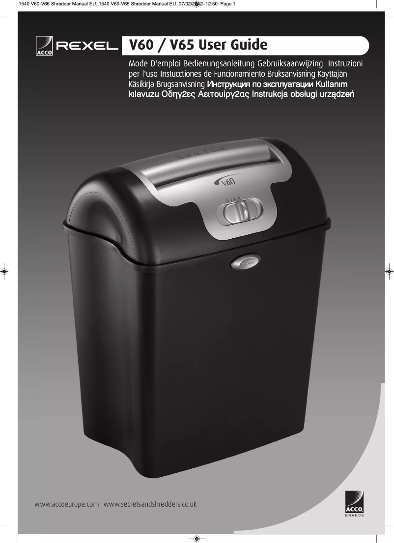 Página 1 del manual Manual de usuario Rexel V65