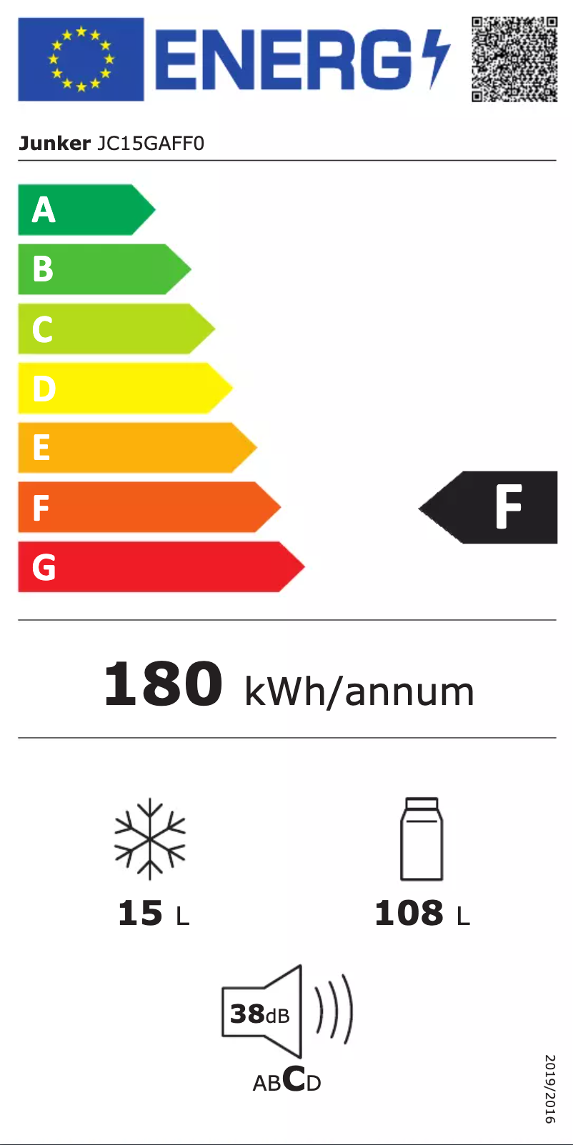 Page n°1 - Label énergétique Junker JC15GAFF0