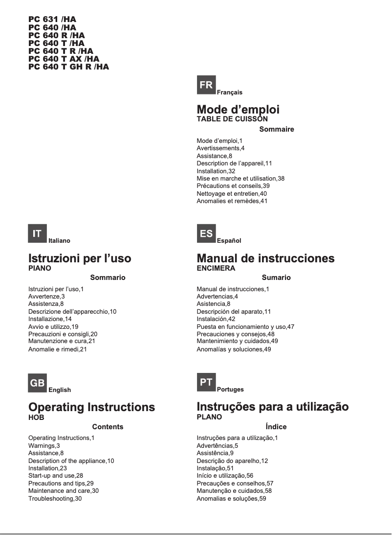 Page n°1 - Manuel utilisateur Hotpoint Ariston PC 640 T AX/HA