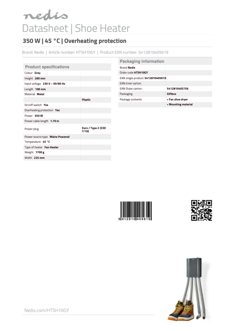 Page n°1 - Manuel utilisateur Nedis HTSH10GY